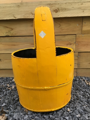 Vintage Wooden Bucket - Yellow - Height 60 cm